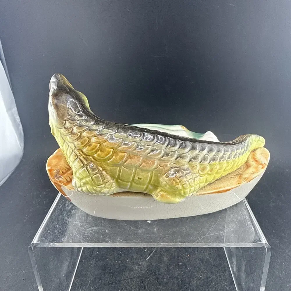 Vtg Giftcraft GF Japan Florida Alligator Souvenir Ceramic Ashtray Trinket Dish